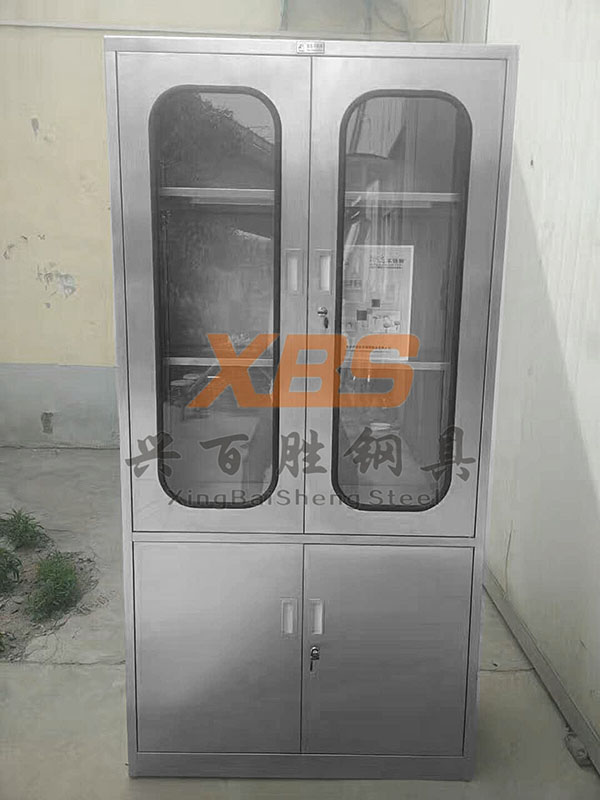 深圳不锈钢系列厂家,新(xīn)款不锈钢上玻下铁对开柜     定制产品